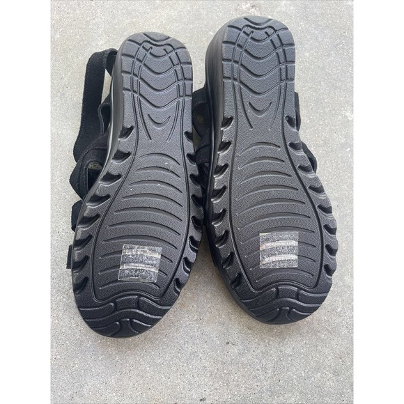 SKETCHERS Womens Memory Foam Wedge Heels Black Strap Suede Sandals Shoes 9.5 - Picture 10 of 12